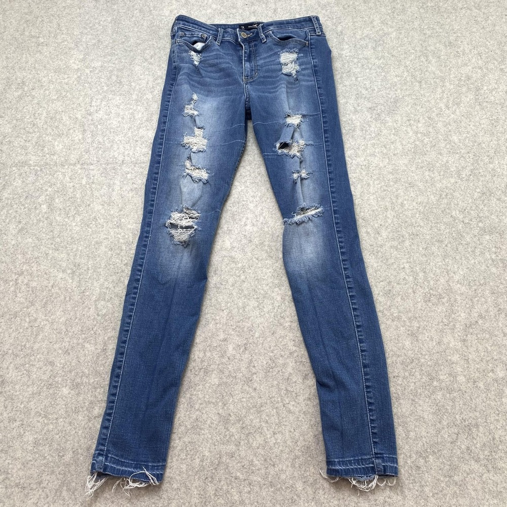 Hollister Juniors 7R Super Skinny Jeans (27x29) High Rise Distressed Raw Hem